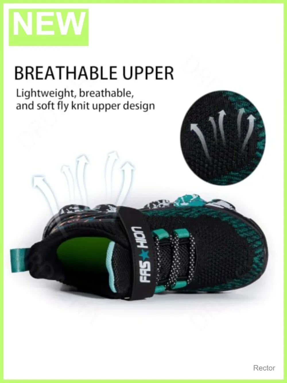 Kids Lightweight Breathable Mesh Sneakers Hook and Loop Running Shoes